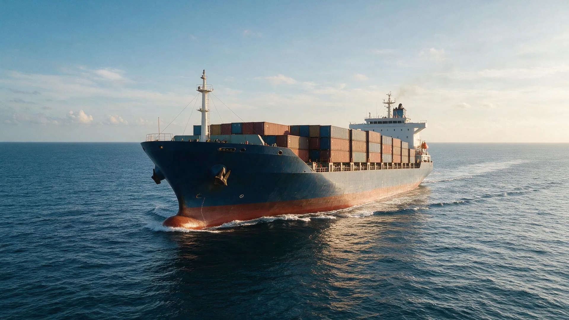 Container ship under way at sea